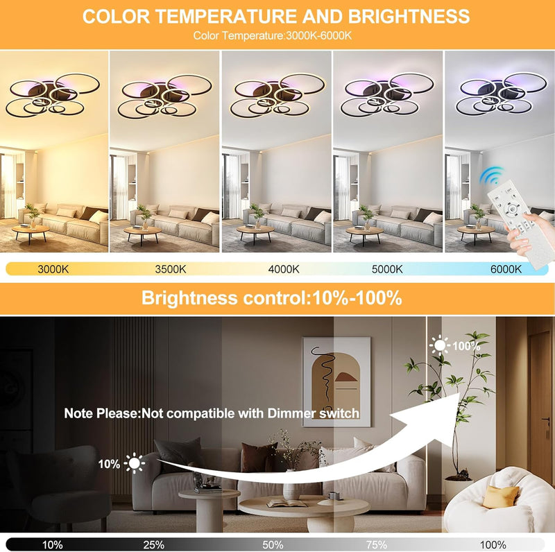 LED Ceiling Light Dimmable 70W Modern Flush Lights