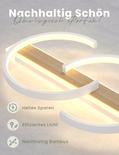 LED Ceiling Light Dimmable Lamp Wood Living Room