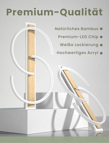 LED Ceiling Light Dimmable Lamp Wood Living Room