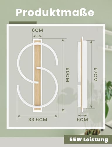 LED Ceiling Light Dimmable Lamp Wood Living Room
