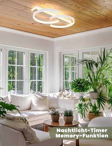 LED Ceiling Light Dimmable Lamp Wood Living Room