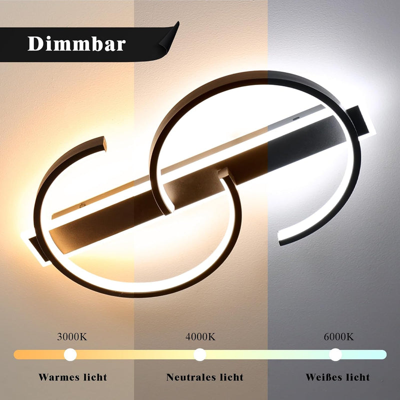 LED Ceiling Light Dimmable Lamp Wood Living Room