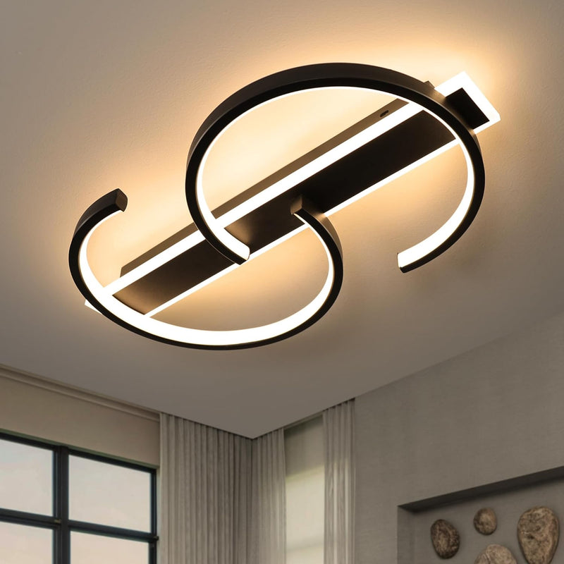 LED Ceiling Light Dimmable Lamp Wood Living Room