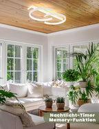 LED Ceiling Light Dimmable Lamp Wood Living Room