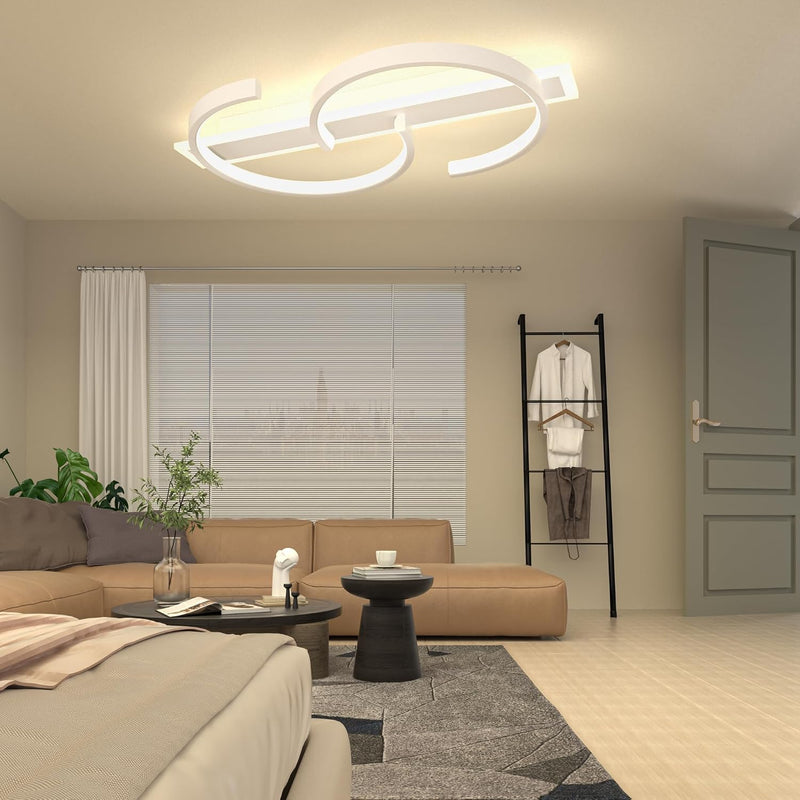 LED Ceiling Light Dimmable Lamp Wood Living Room