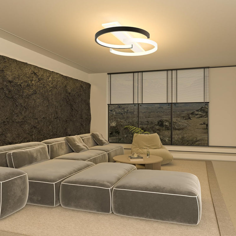 LED Ceiling Light Dimmable Lamp Wood Living Room