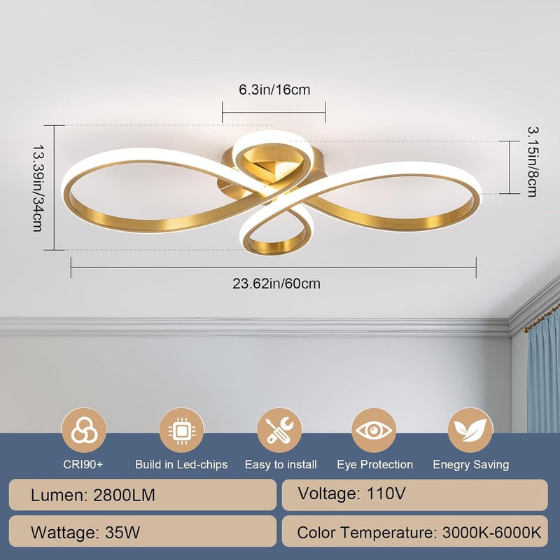 LED Ceiling Light Dimmable Modern Lamp with Remote