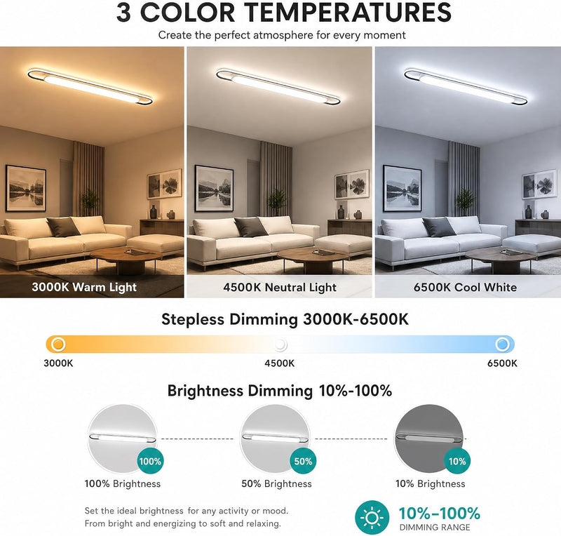 LED Ceiling Light Modern Linear Lamp Smart
