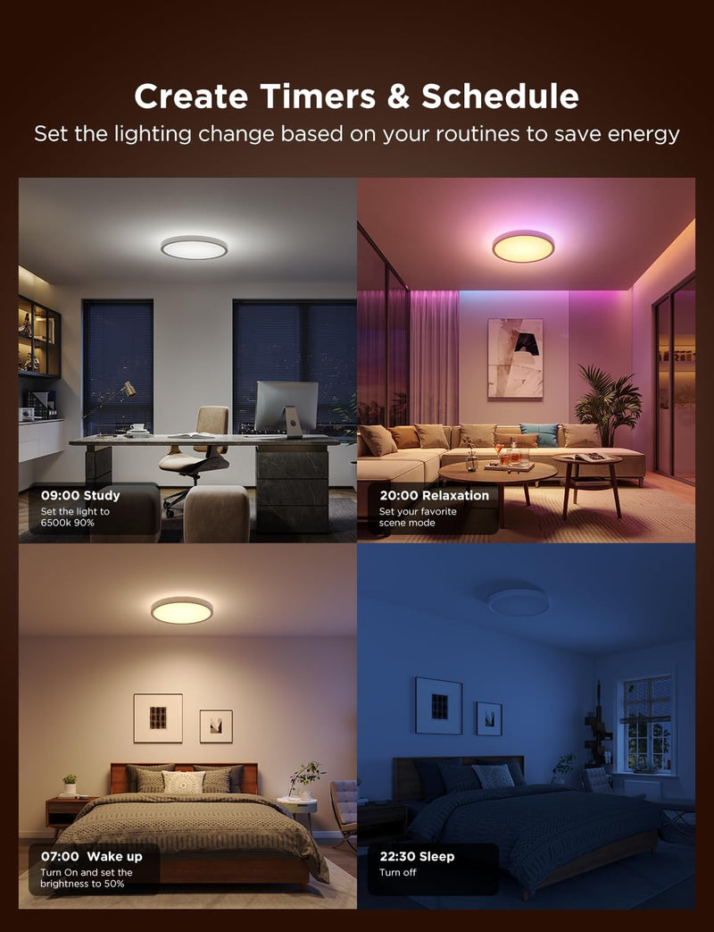 LED Ceiling Light 2400lm Smart Rgbic Lights Square