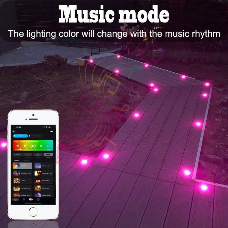 RGB Bluetooth LED Decking Lights Waterproof 30 Packs