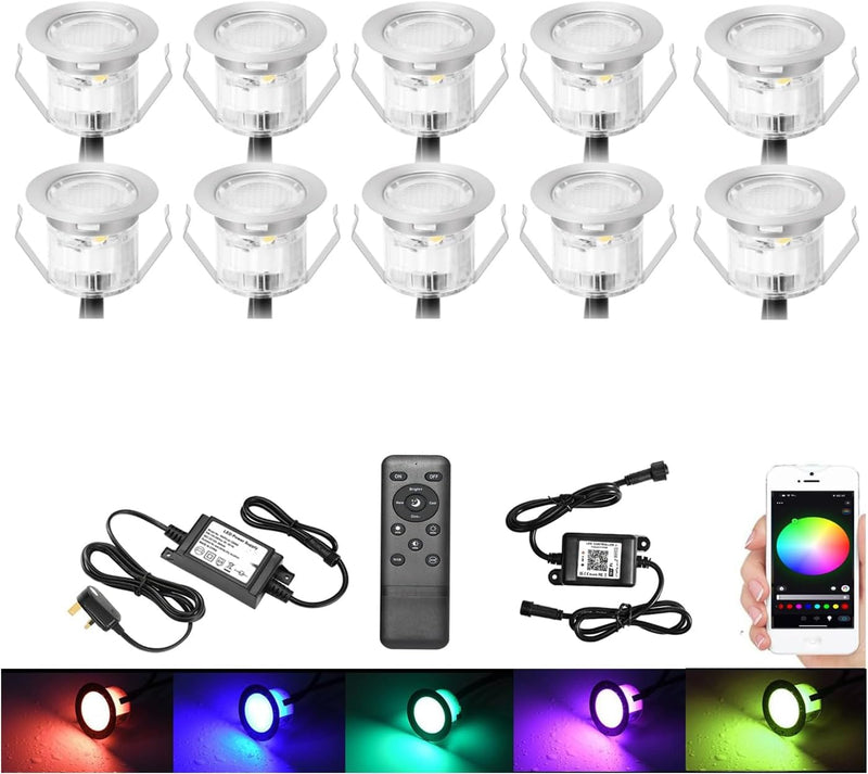 RGB Bluetooth LED Decking Lights Waterproof 30 Packs