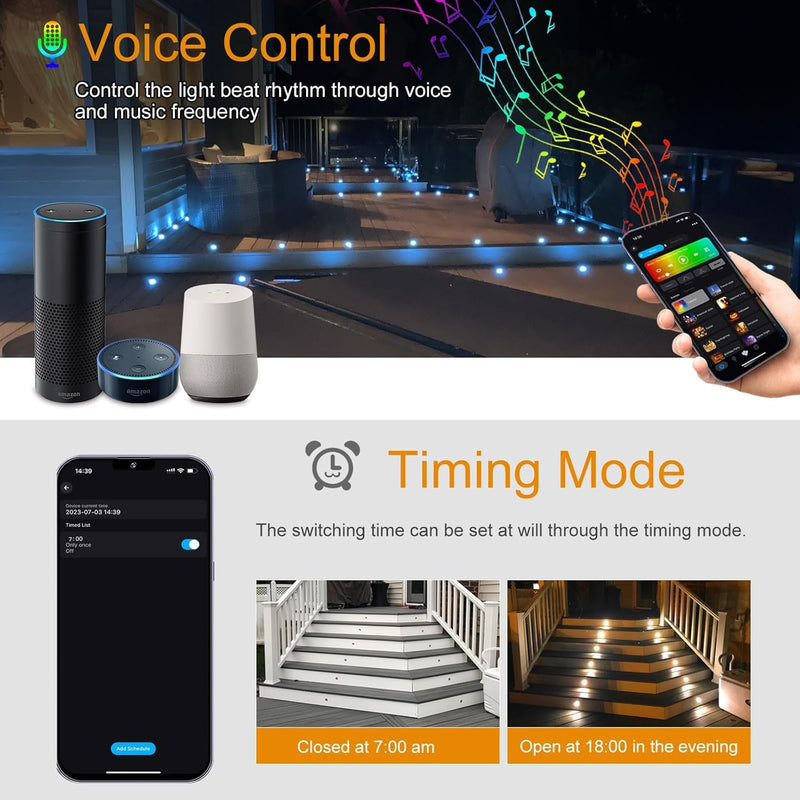 RGB Bluetooth LED Decking Lights Waterproof 30 Packs