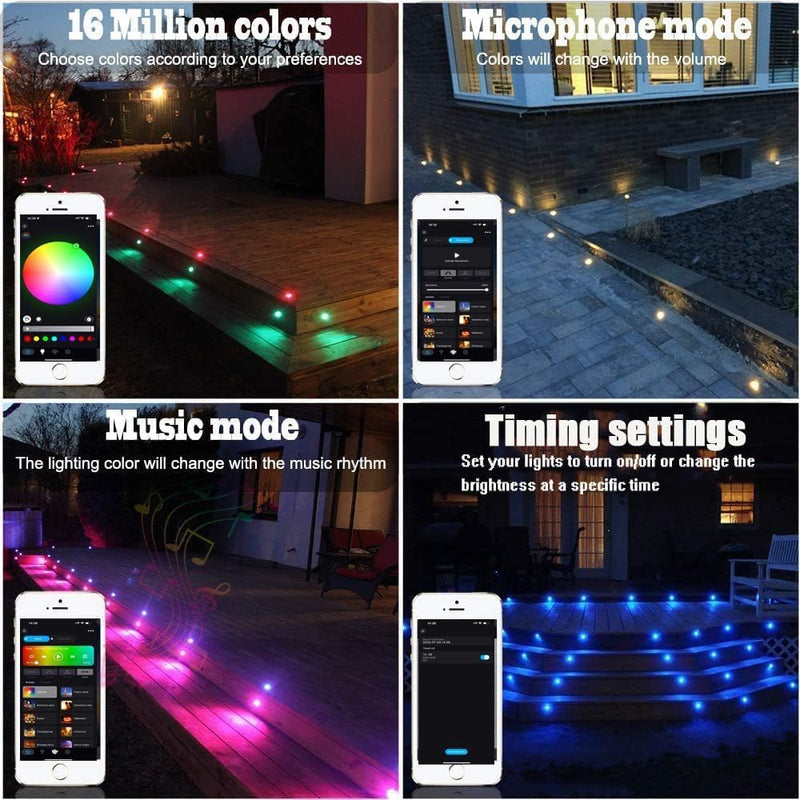 RGB Bluetooth LED Decking Lights Waterproof 30 Packs