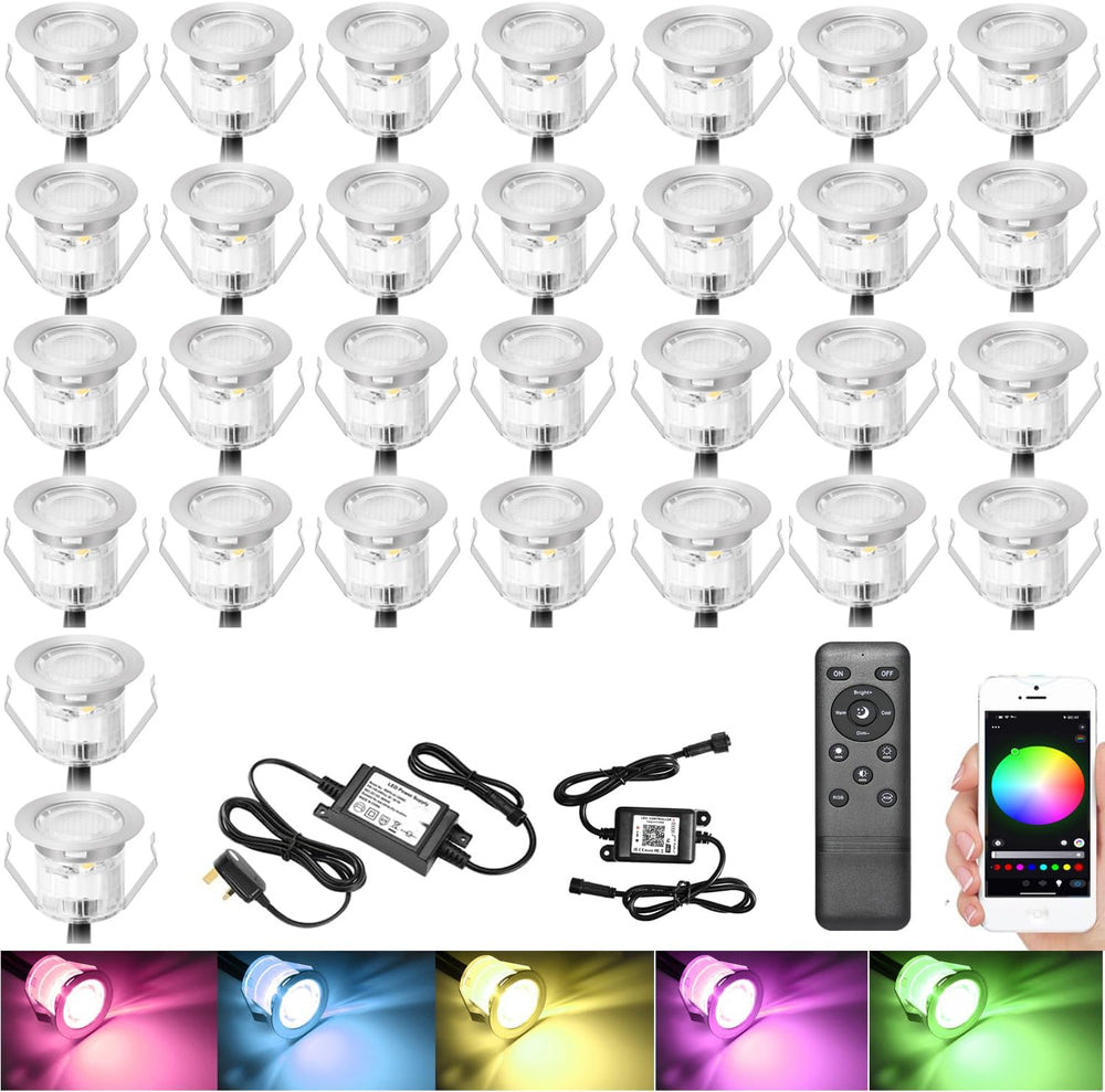 RGB Bluetooth LED Decking Lights Waterproof 30 Packs