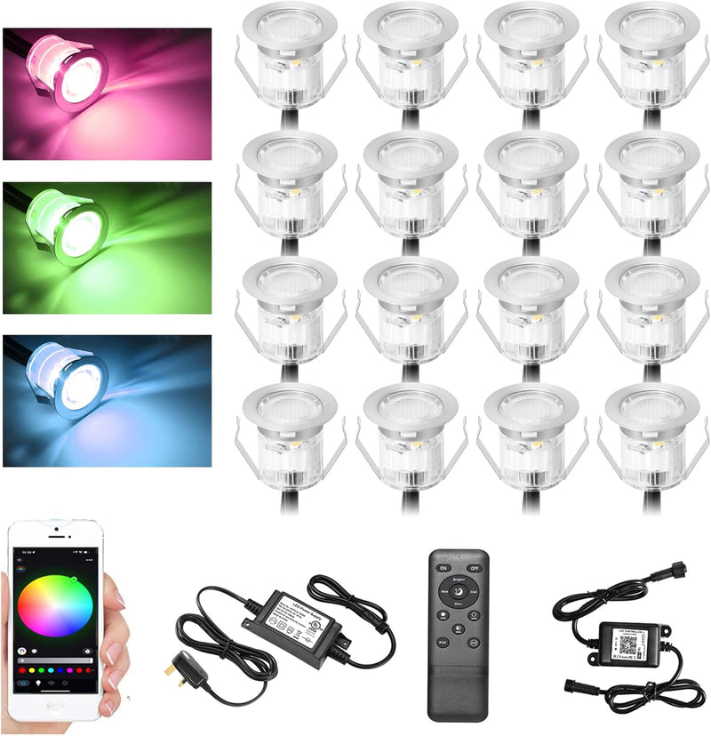 RGB Bluetooth LED Decking Lights Waterproof 30 Packs