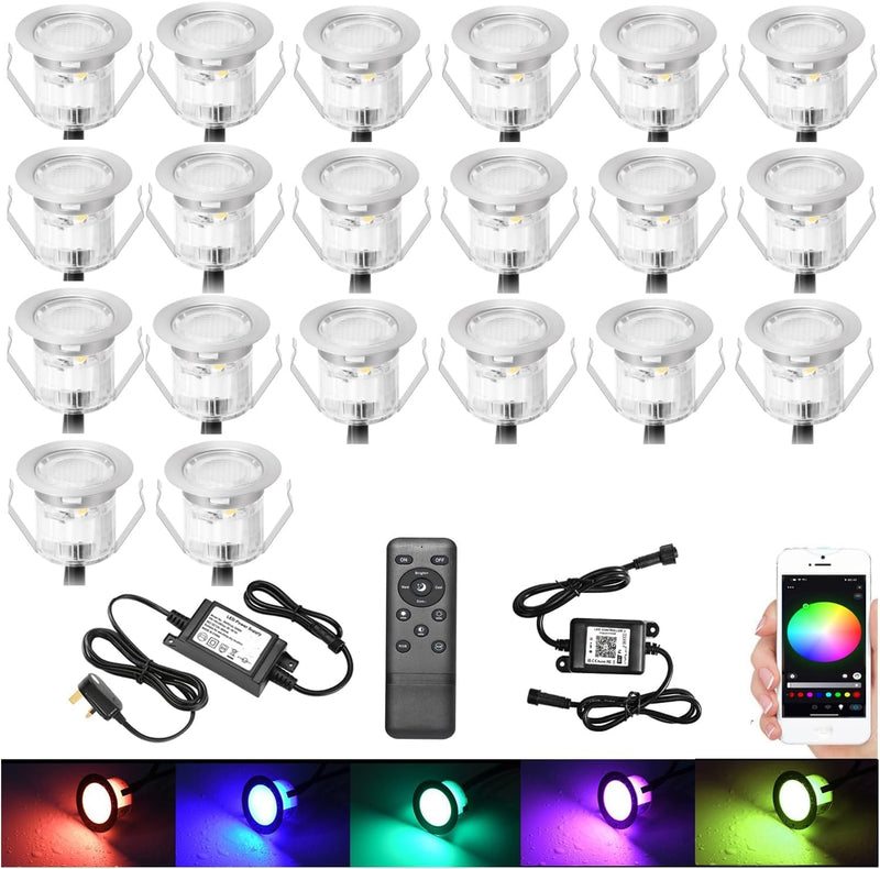 RGB Bluetooth LED Decking Lights Waterproof 30 Packs