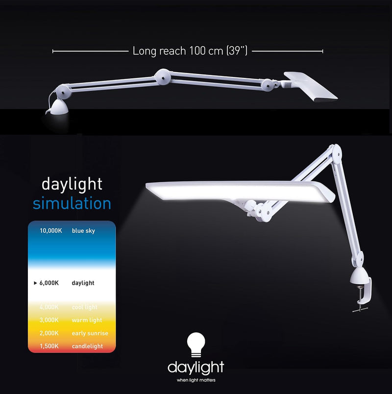 LED Desk Lamp Lux 6000K 95+ Cri Adjustable