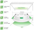 LED Downlights 5W Recessed Ceiling Lights Dimmable 3cct (12 Pack)