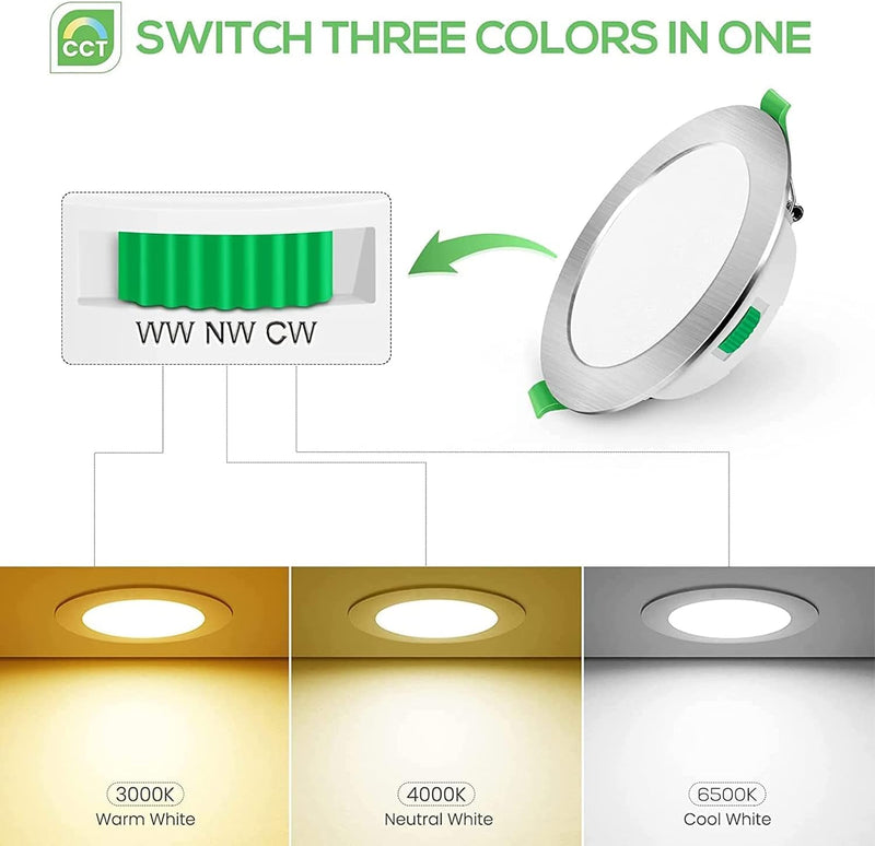 LED Downlights 5W Recessed Ceiling Lights Dimmable 3cct (12 Pack)