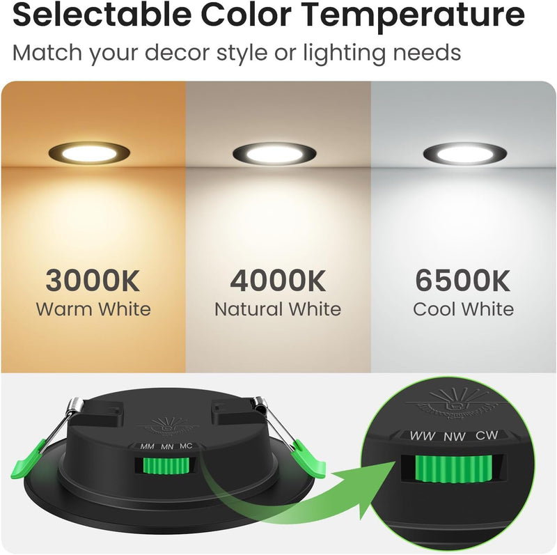 LED Downlights 5W Recessed Ceiling Lights Dimmable 3cct (12 Pack)
