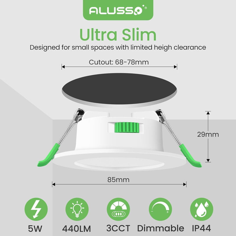 LED Downlights 5W Recessed Ceiling Lights Dimmable 3cct (12 Pack)