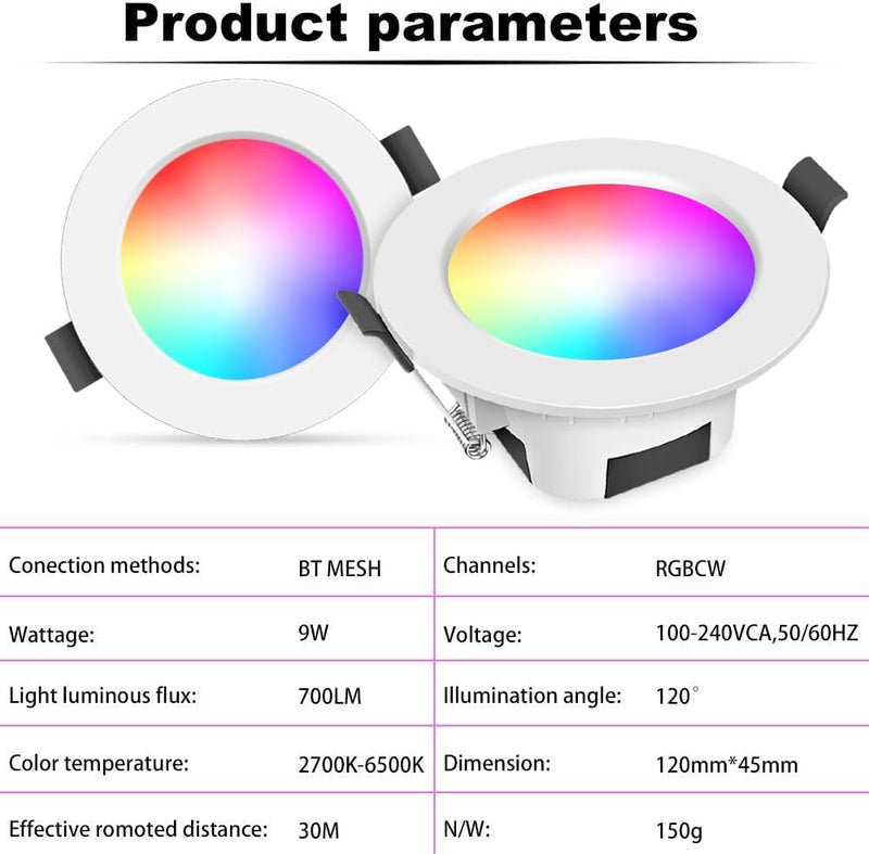 LED Downlights for Ceiling Alexa 9W Bluetooth Rgbwc
