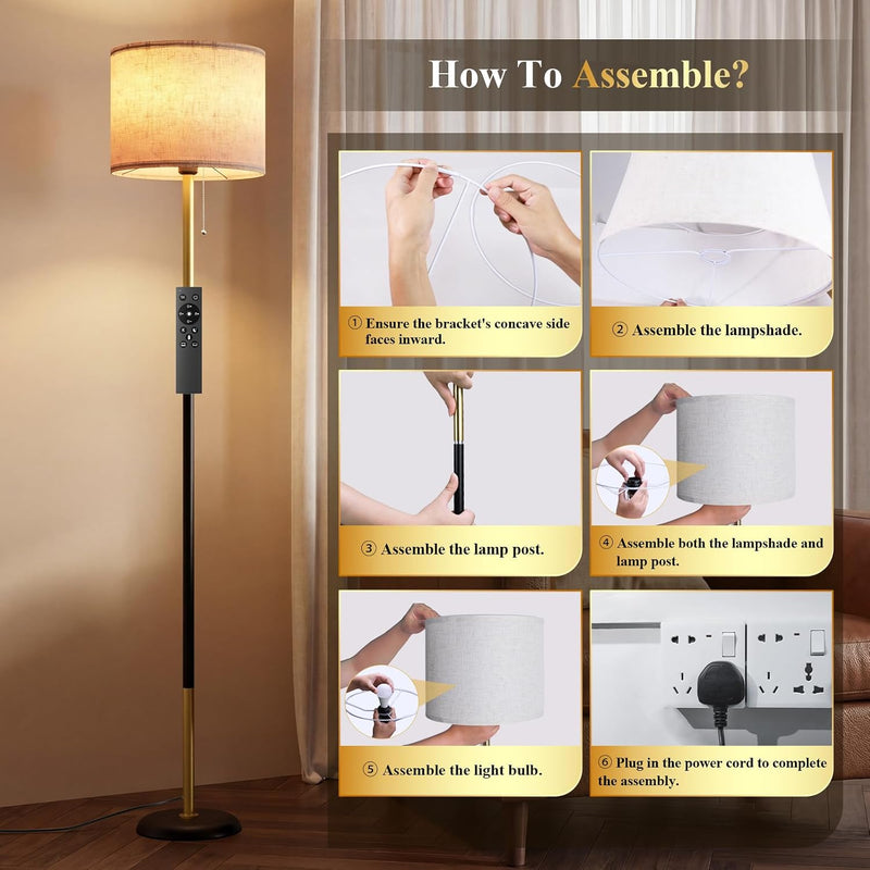 LED Floor Lamp 12W Standing Light with Remote