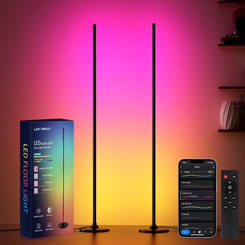 LED Floor Lamp 2pcs Alexa Corner with Music