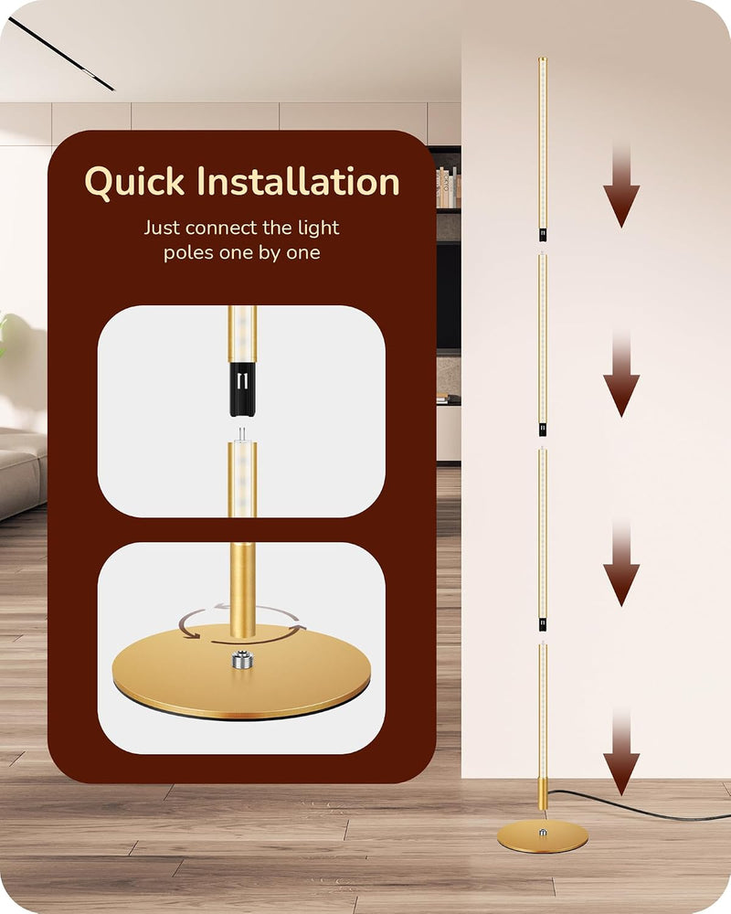 LED Floor Lamp Minimalist Dimmable 3000K Standing (2 Pack)