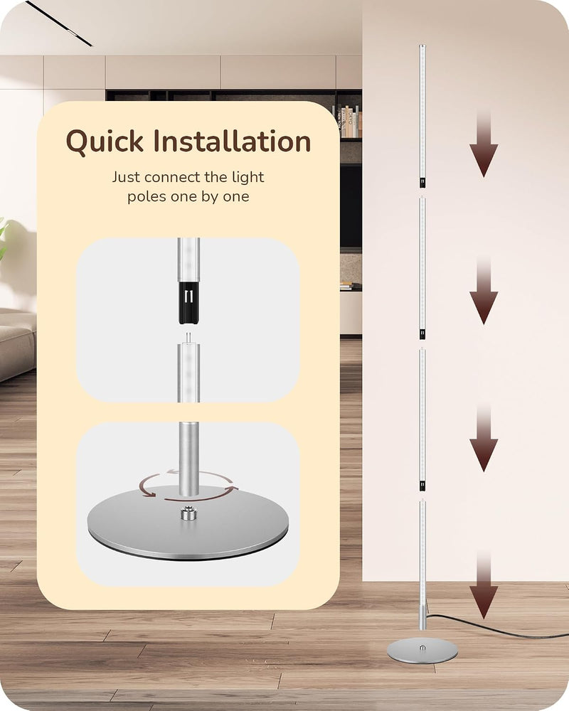 LED Floor Lamp Minimalist Dimmable 3000K Standing (2 Pack)