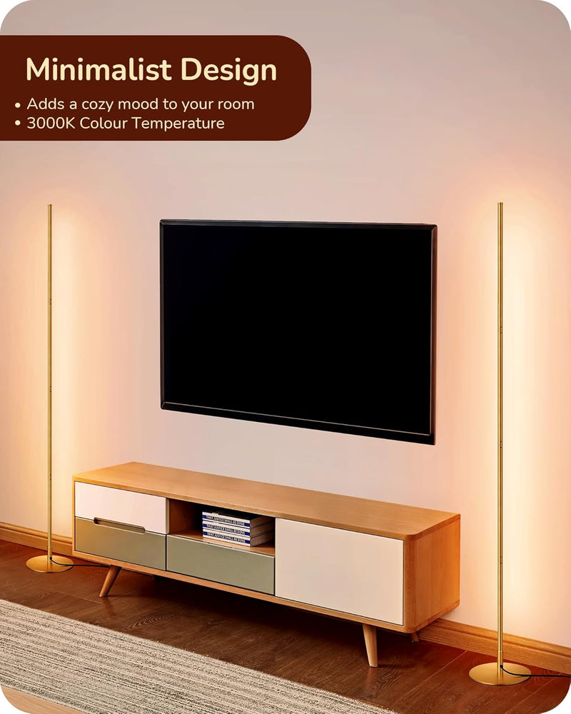 LED Floor Lamp Minimalist Dimmable 3000K Standing (2 Pack)