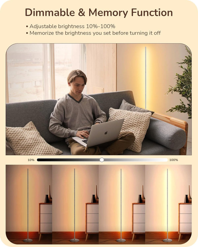 LED Floor Lamp Minimalist Dimmable 3000K Standing (2 Pack)