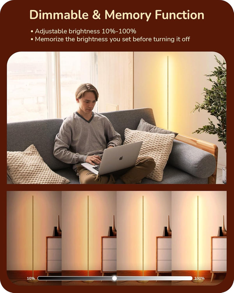 LED Floor Lamp Minimalist Dimmable 3000K Standing (2 Pack)