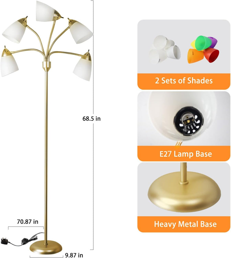 LED Floor Lamp with Frosted Glass Globe 3000K