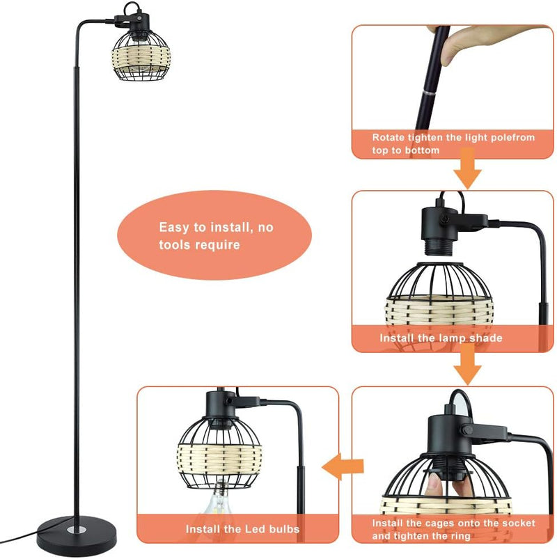 LED Floor Lamp with Frosted Glass Globe 3000K
