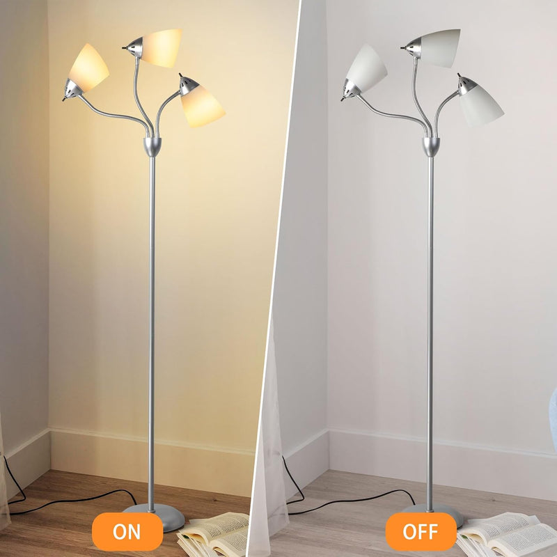 LED Floor Lamp with Frosted Glass Globe 3000K