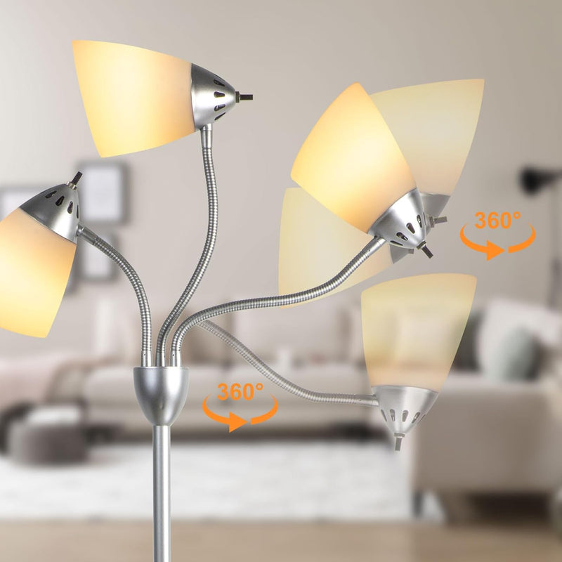 LED Floor Lamp with Frosted Glass Globe 3000K
