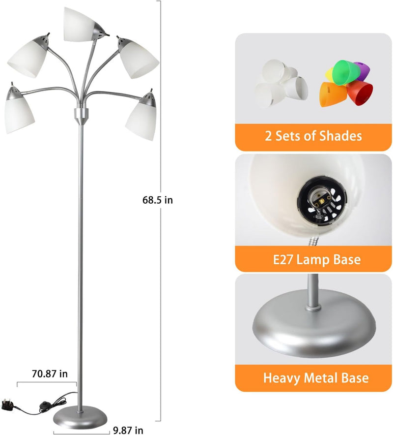 LED Floor Lamp with Frosted Glass Globe 3000K