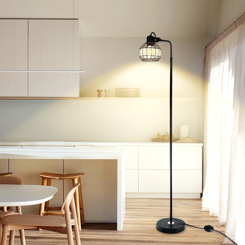 LED Floor Lamp with Frosted Glass Globe 3000K
