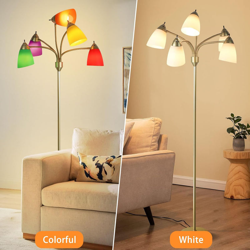 LED Floor Lamp with Frosted Glass Globe 3000K