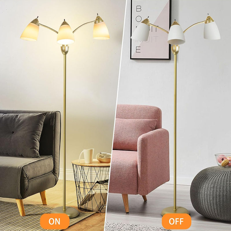 LED Floor Lamp with Frosted Glass Globe 3000K