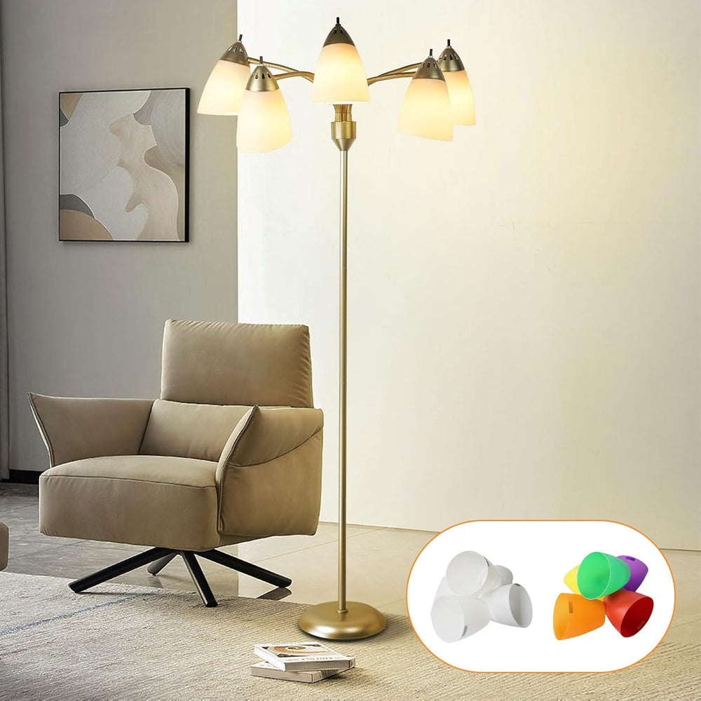 LED Floor Lamp with Frosted Glass Globe 3000K