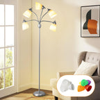 LED Floor Lamp with Frosted Glass Globe 3000K