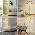 LED Floor Lamp with Frosted Glass Globe 3000K