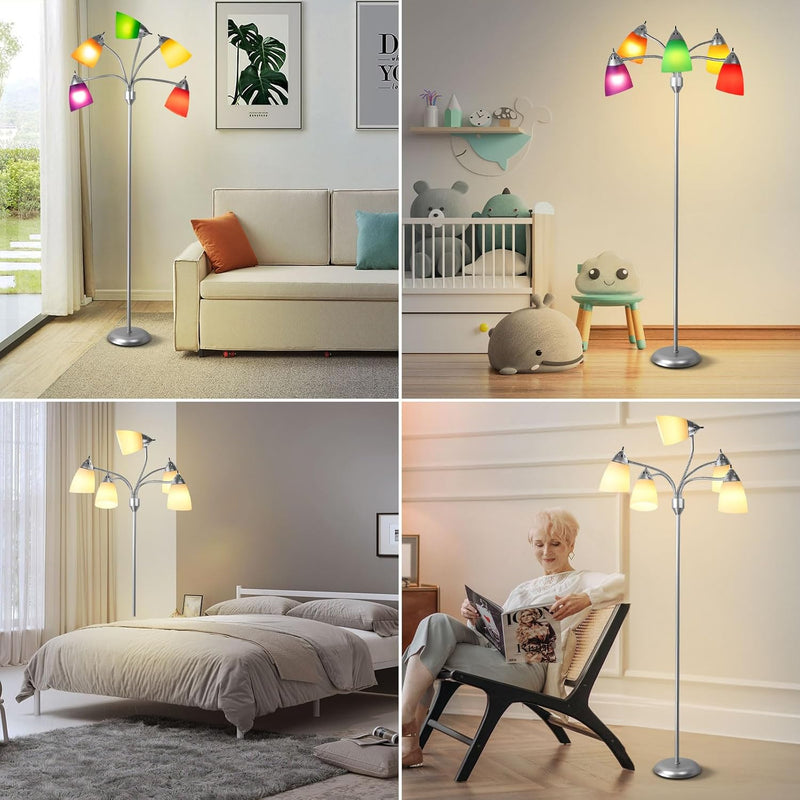 LED Floor Lamp with Frosted Glass Globe 3000K