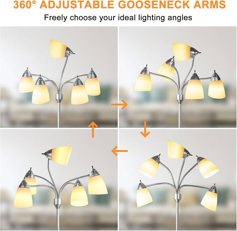 LED Floor Lamp with Frosted Glass Globe 3000K