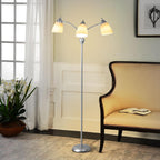 LED Floor Lamp with Frosted Glass Globe 3000K
