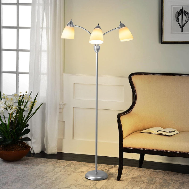 LED Floor Lamp with Frosted Glass Globe 3000K