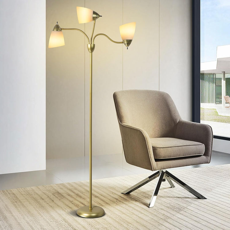 LED Floor Lamp with Frosted Glass Globe 3000K