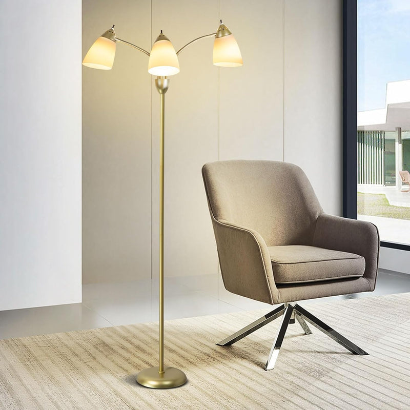 LED Floor Lamp with Frosted Glass Globe 3000K